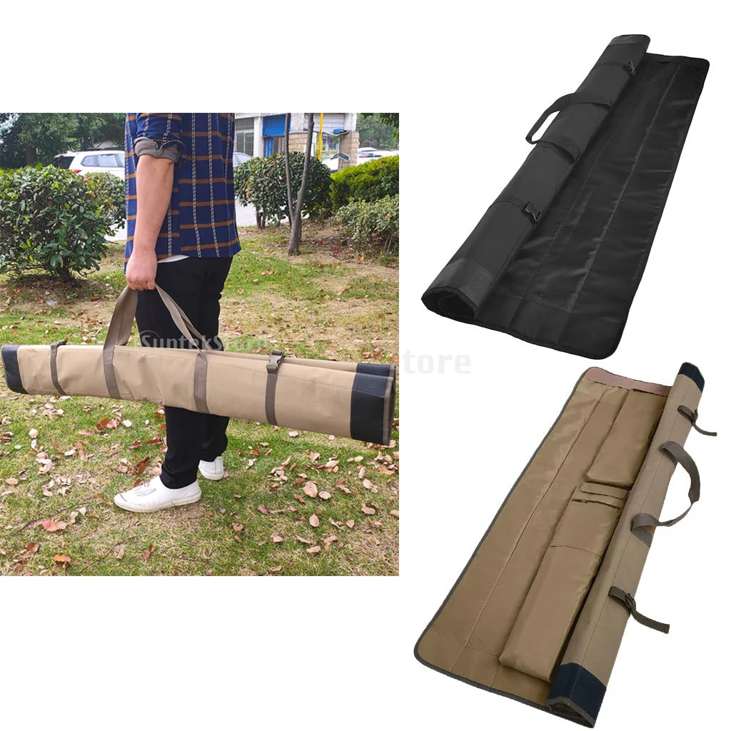 Roll Up 600D Oxford Fishing Rod Case Organizer Travel Carry Bag for 4pcs Fishing Pole Carrier Carrying