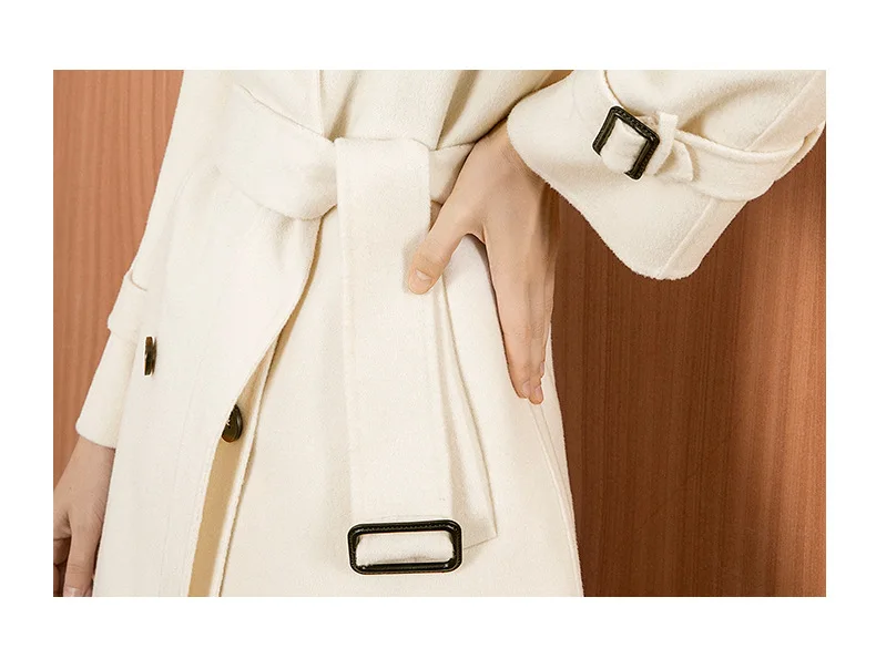 women's winter overcoats black white Double-sided wool cashmere outwear autumn plus size ladies fashion long sexy free ship