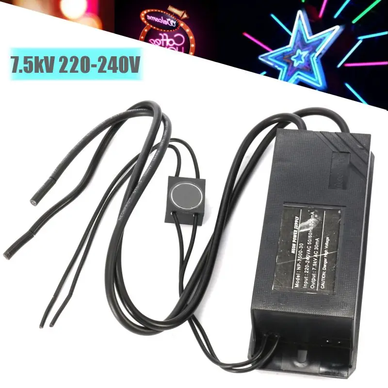

Neon Electronic Power Supply High Frequency 220-240V 50Hz 7.5kV 72W Neon Transformer Rectifier Black Plastic