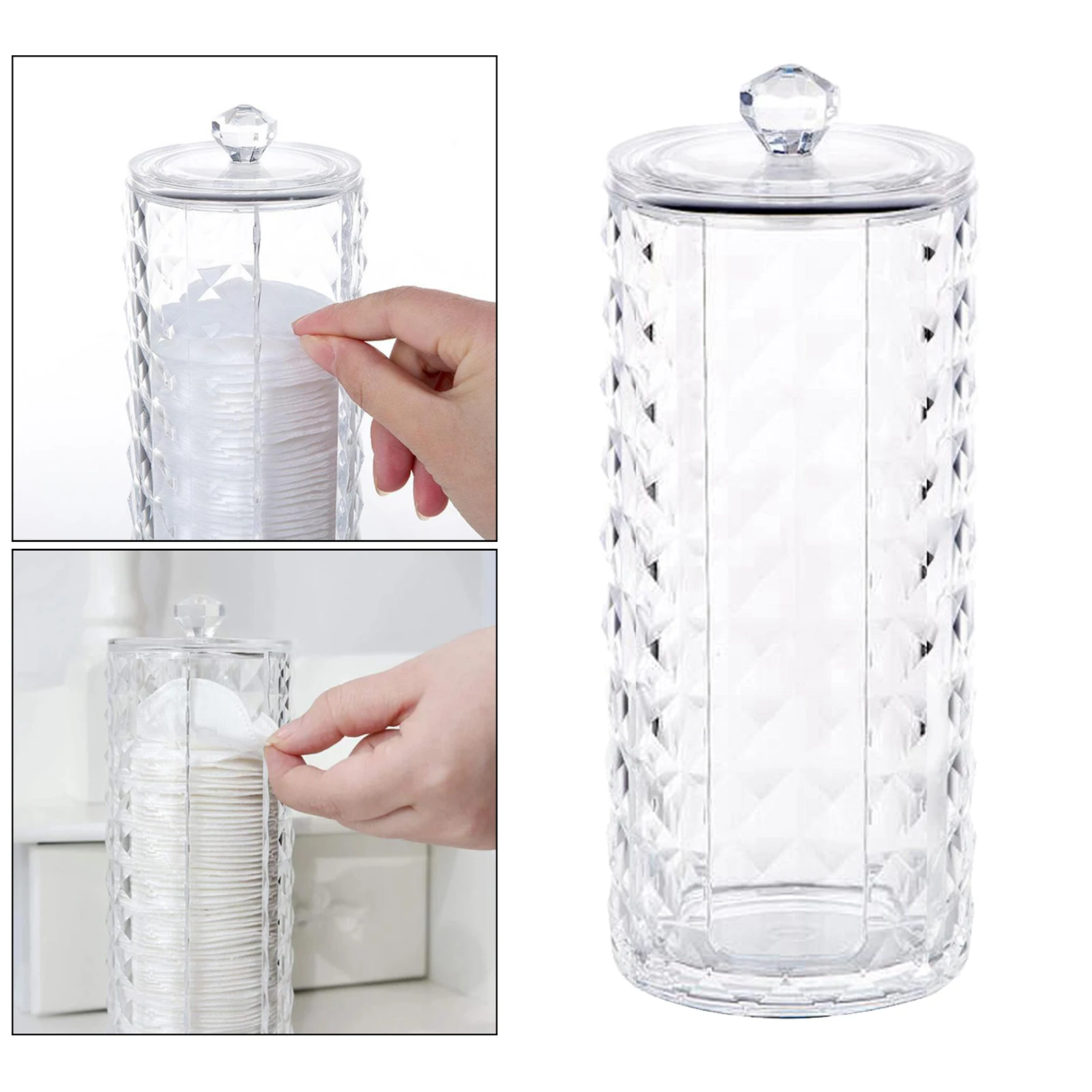 Cotton Pads Holder Organizer Clear Acrylic Make-up Remover Pads Container Makeup Clear Compartments Holder Nail Art Organizer