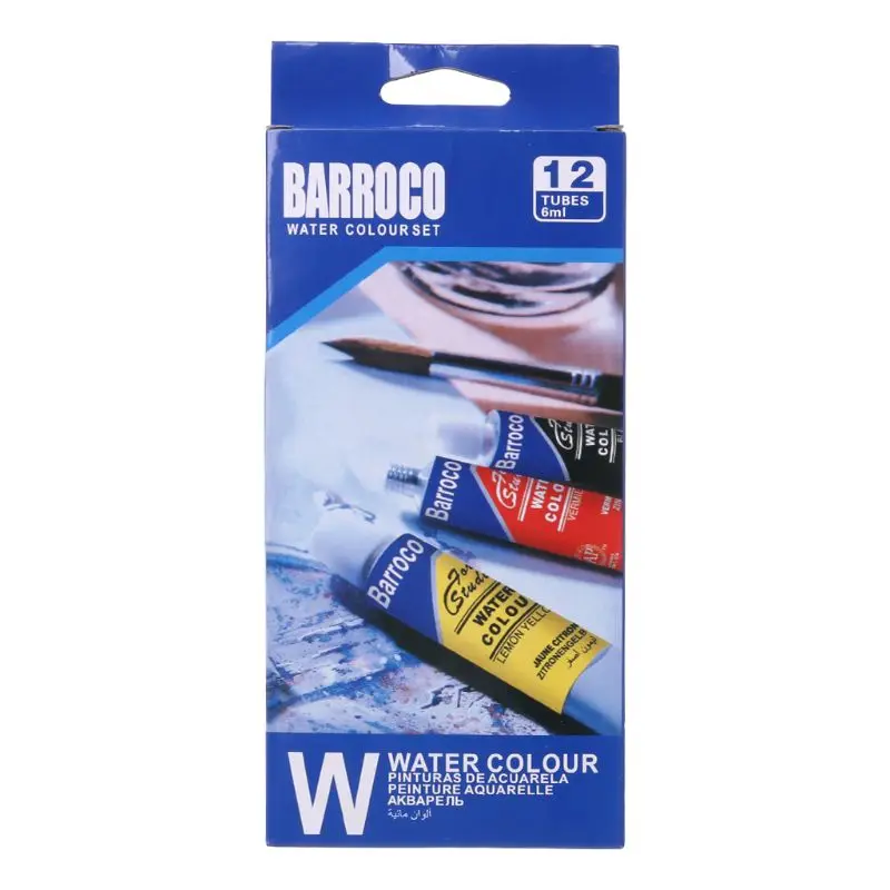 12 Colors Tubes 6ml Paint Tube Drawing Painting Watercolor Pigment Set With Brush Art Supplies