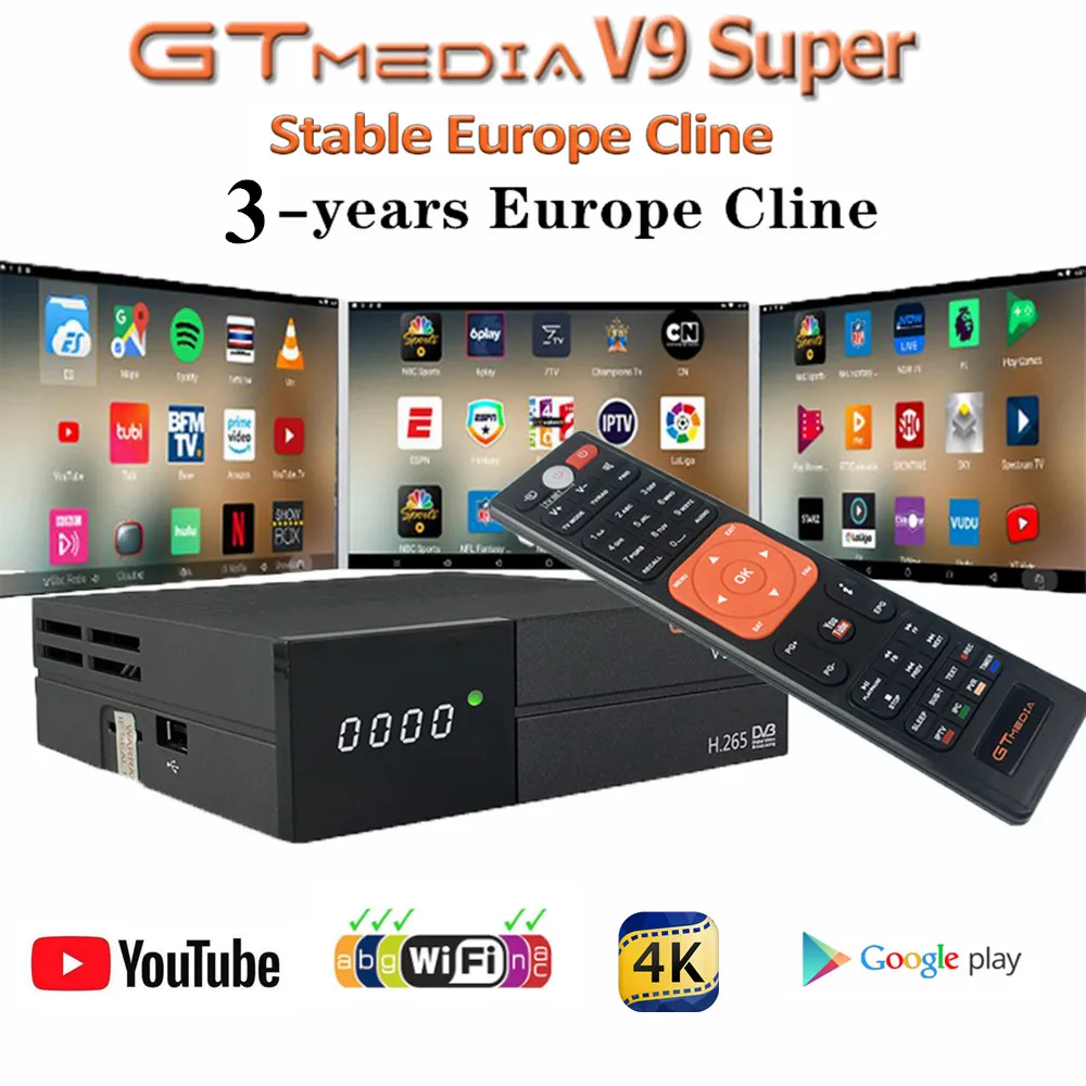 

GTmedia V9 Super Digital TV Satellite Receiver DVB-S2 H.265 DRE &Biss key PK Freesat V7S HD V8 NOVA X96 Mini Same as V9 Super