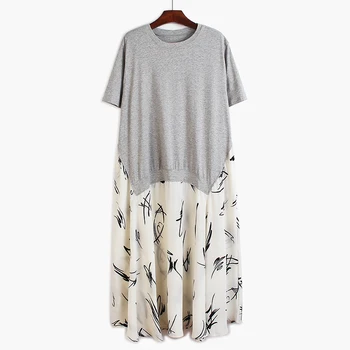 

Print Fashion Women Dress 2020 Korean Style Spring and Summer New Cotton Ladies Dress Short Sleeve Round Collar Women Clothing