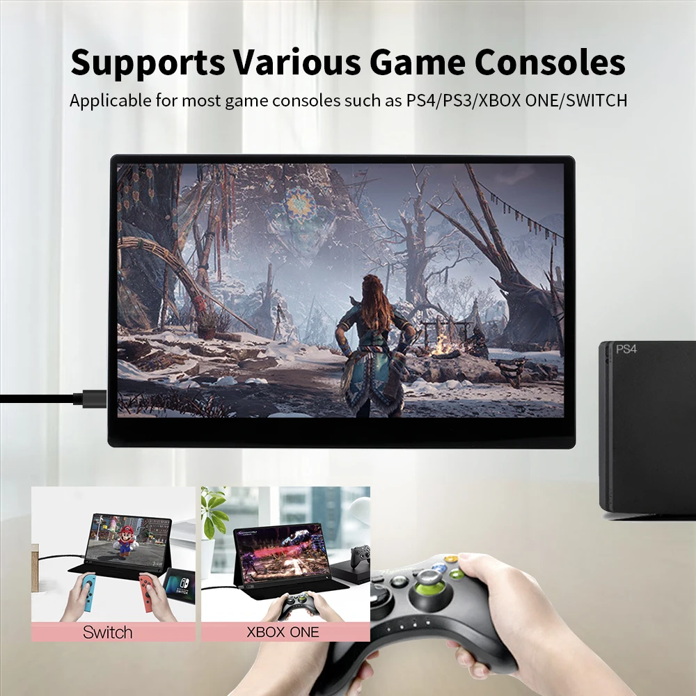 Портативный монитор Arealer 15,6 ''светодиодный 4K ips экран расширения для переключателя/PS4/ПК/ноутбука с сенсорным экраном батареи