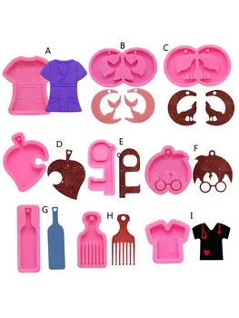 

Keychain Pendant Resin Mold Comb Heart Bottle T-shirt Silicone Molds Craft Tools