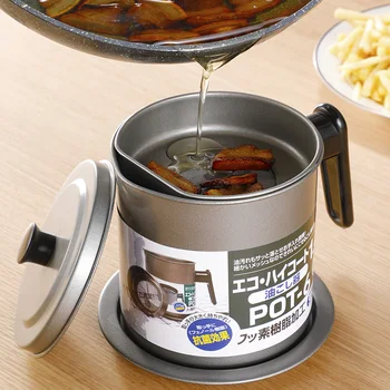 

1.7L Cooking Oil Storage Can Dispenser Container with Stainless Steel Filter Oil Pot Bottles Strainer Kitchen Restaurant Tools