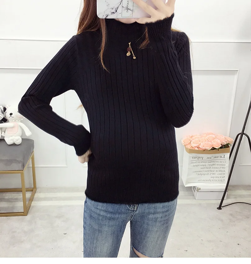 Осенне-зимний модный джемпер свитер для беременных женщин свитер большого размера Корейская версия нового платья для беременных Ши - Цвет: Черный
