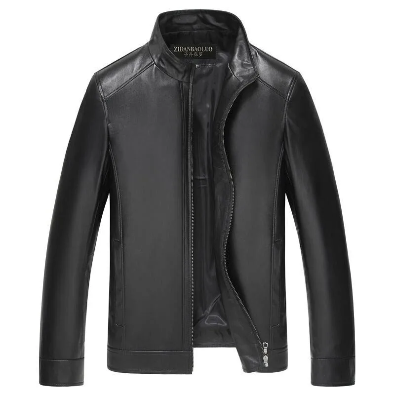 

CYSINCOS 2019 New Autumn Winter Men Leather Jacket Stand Collar Plus Velvet Thick Warm Leather Jacket Men Social Mens Jackets