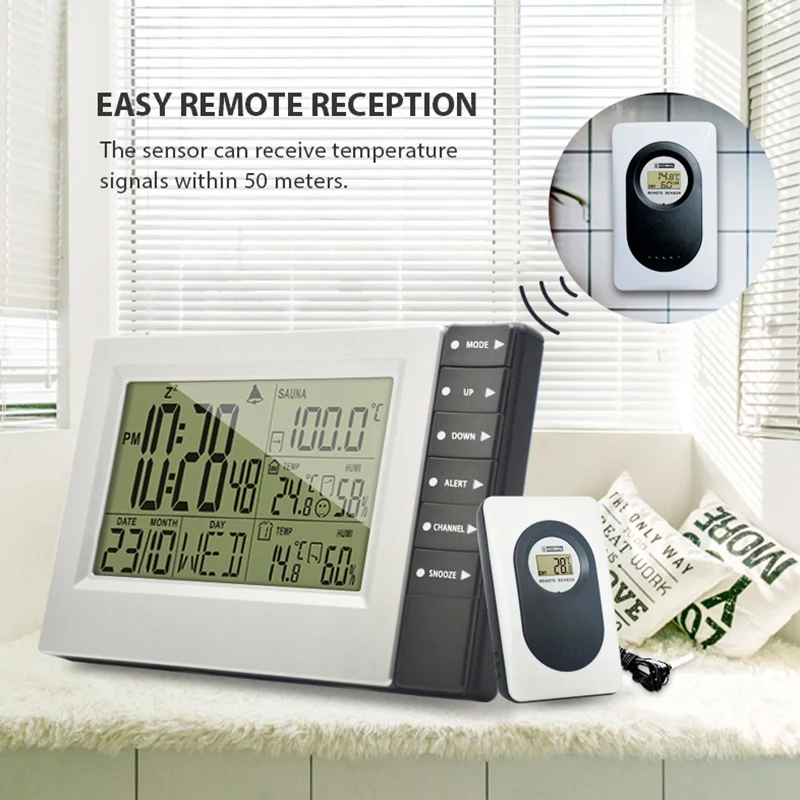 Беспроводные электронные часы с датчиком температуры и влажности в помещении и на открытом воздухе с датчиком 2 шт