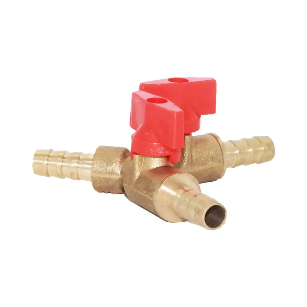 Clamp Tee Brass Y Shape 3-Way Shut Off Ball Valve Fitting Hose Fuel Gas Oil