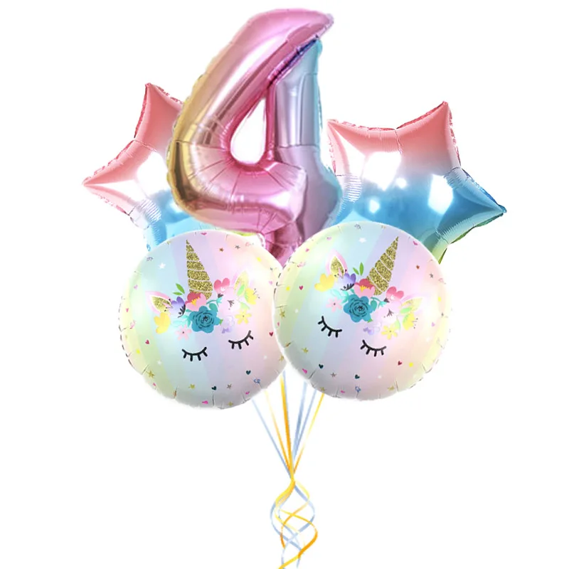 32 дюйма яркого розового цвета Количество воздушных шаров в форме единорога happy 1st День Рождения украшения для детей 18 дюймов звезда globos с животными из мультфильмов