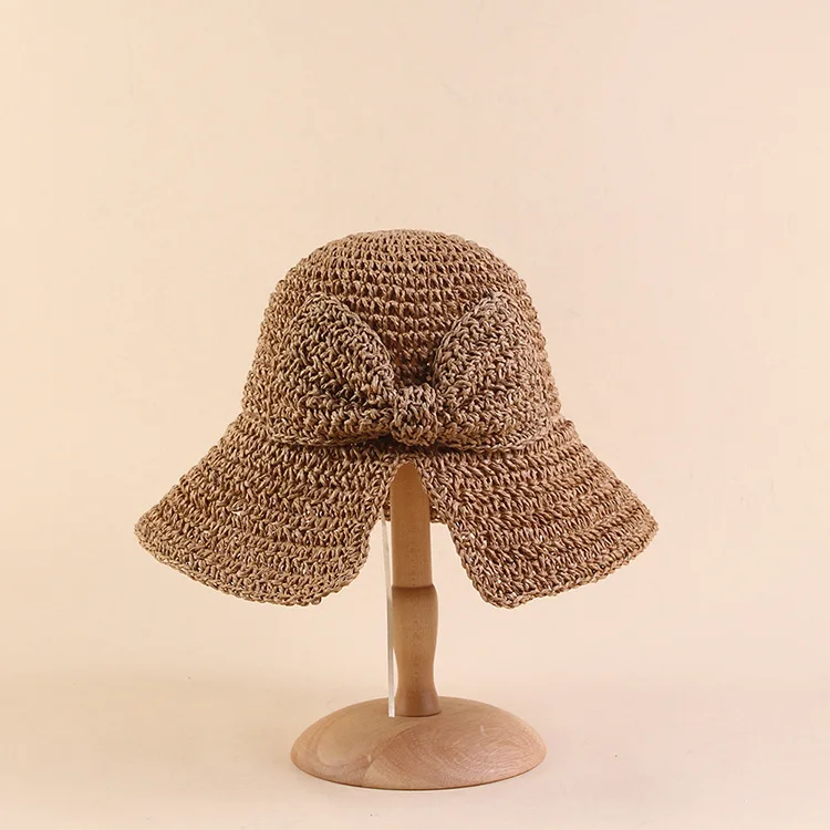 

Small along Straw Hat Women's Summer Sun Protection Hat Seaside Beach Hat Bow Bucket Hat Foldable Topee Sun Hat