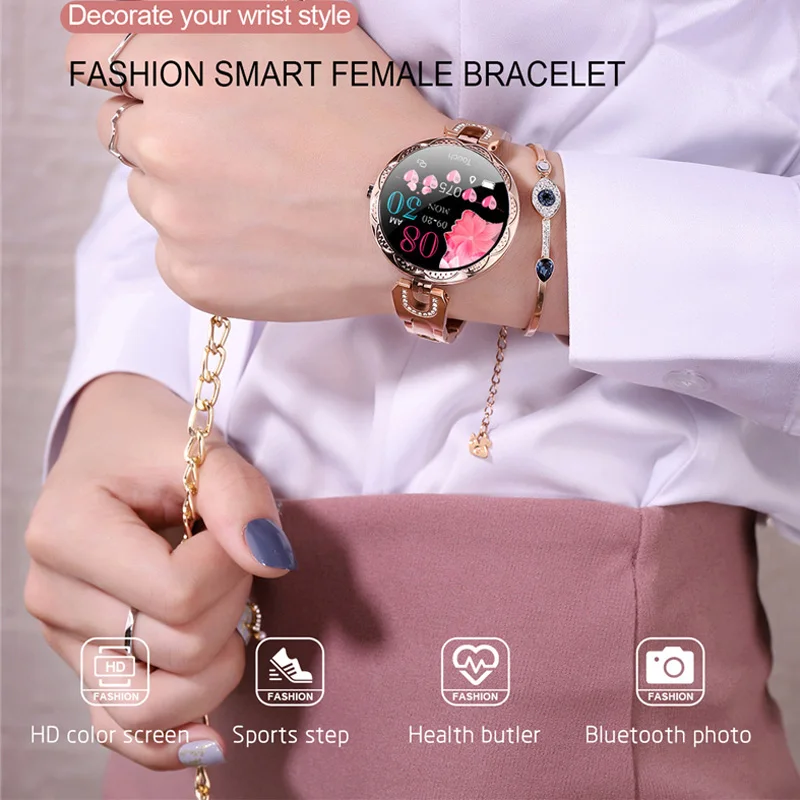 

2019 New Women Safety Period Dress Smartwatch Blood Pressure Call Reminder Heart Rate Smart Watch For iphone Huawei Samsung