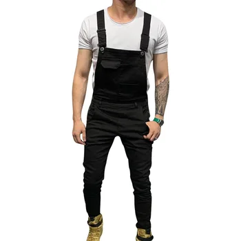 

MJARTORIA Fashion Men's Jeans Jumpsuits Hi Street Distressed Denim Bib Overalls Masculina Suspender Male Pants Size S-XXXL