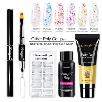 

Limegirl Diamond Poly gel Nail Kit Gel Polish Acrylic Poly Gel Building Finger Nail Extension Soak Off UV Gel Nail Polish Set