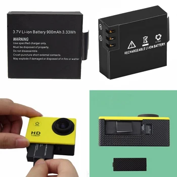 

900mAh For SJCAM Sport Camera Battery Rechargeable with 2 Battery Charger for SJCAM SJ4000 SJ5000 SJ6000 BMS Action Cam Bateria