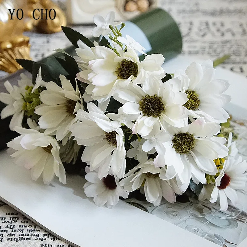 Wreath Wedding Decoration Silk Gerbera Fake Flores Bouquet Artificial Flower 