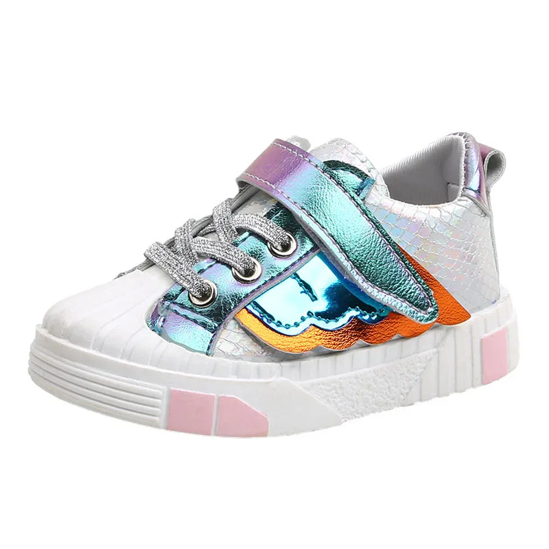 

New Children's Sports Shoes Rainbow Wings Runing Sneakers Girls Boys Non-Slip Gold Pink Silver Baby Fashion Casual Shoes