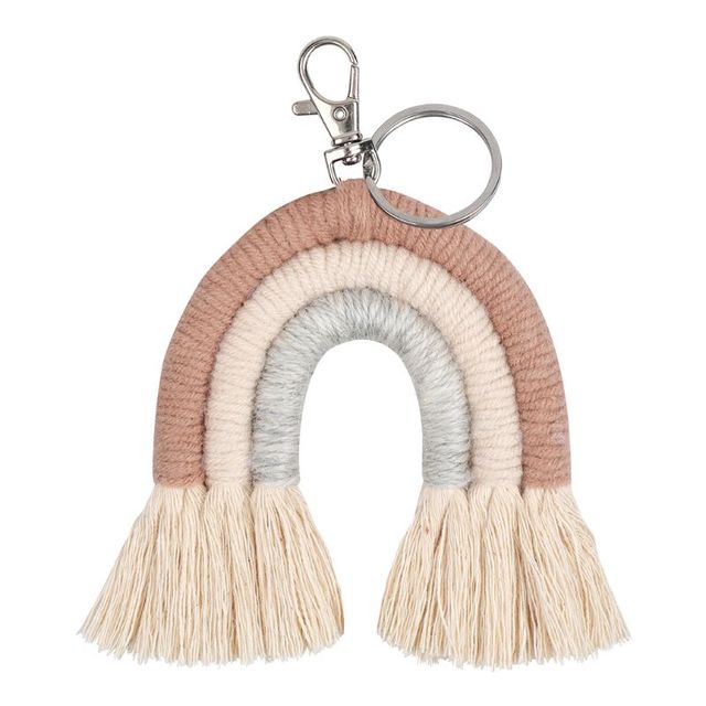 Rainbow Keychains for Women Tassel Macrame Keyrings Key Holder Jewelry P31B