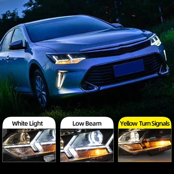 

CSCSNL 2Pcs Car Styling for 2015 2016 2017 Toyota Camry V55 LED Headlight New Camry Headlights drl Lens Double Beam H7 HID Xenon