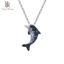 Begua Ringen 925 пробы Серебряный дельфин из циркония Кристалл Подвеска, ожерелье, амулеты для женщин и девушек день рождения ювелирные изделия ожерелье s
