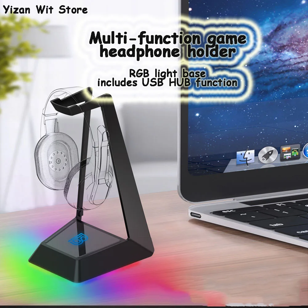 2020 New Headset Stand Headphone Holder RGB Light Base Includes USB HUB Function Multi Game Wireless Charging Best Seller