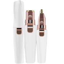 Tondeuse à sourcils électrique 2 en 1 pour femmes, rechargeable, modèle à piles, épilateur Facial indolore pour le nez 