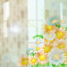 Бумага на окна раздвижные двери ванная комната D7081 Хризантема настраиваемый с пластиковой тусклой полированной стеклянной пленкой