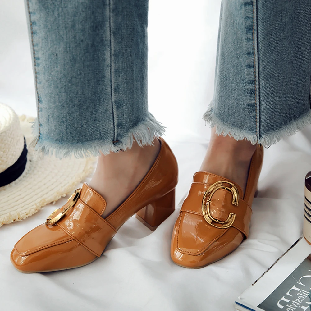 

Doratasia 2020 Dropship Fashion Big Size 43 Square Heels Women Shoes Woman Slip On Leisure Lady Pumps Female