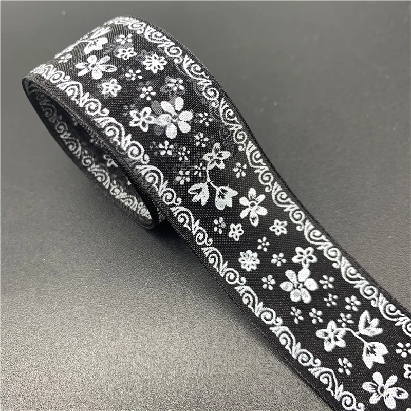 Colorful Floral Organza Ribbon for Crafting and Decoration - 5 Yards, 25mm Width