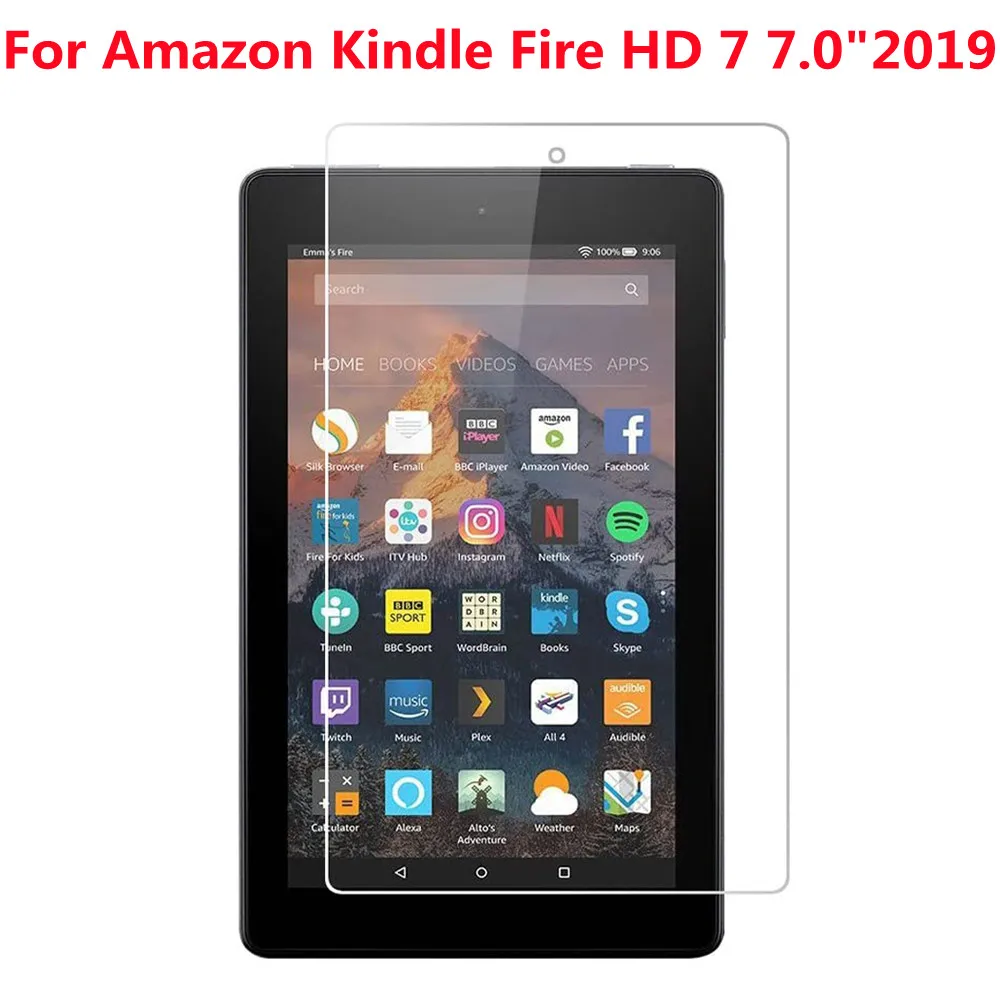 9H Tempered Glass For Amazon Kindle Fire HD 8 7  Kids Edition 8.0 7.0 Inch Screen Protector 2019 2018 2017 Clear Protective Film tablet cover Tablet Accessories