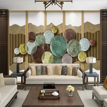 

Milofy manufacturers custom 3D abstract golden disc background wallpaper mural