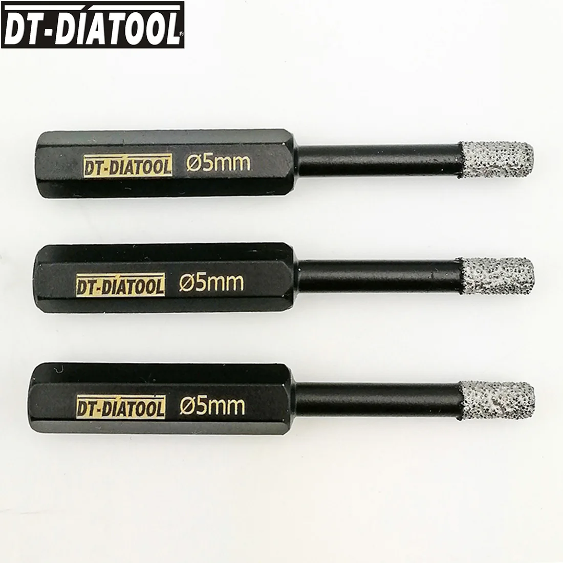 

DT-DIATOOL 3 шт/pk диаметр 5/6/8/10/12 мм сухой вакуумной пайки шестигранным хвостовиком алмазного сверла коронки керамической плитки, мрамора сверлильная пила