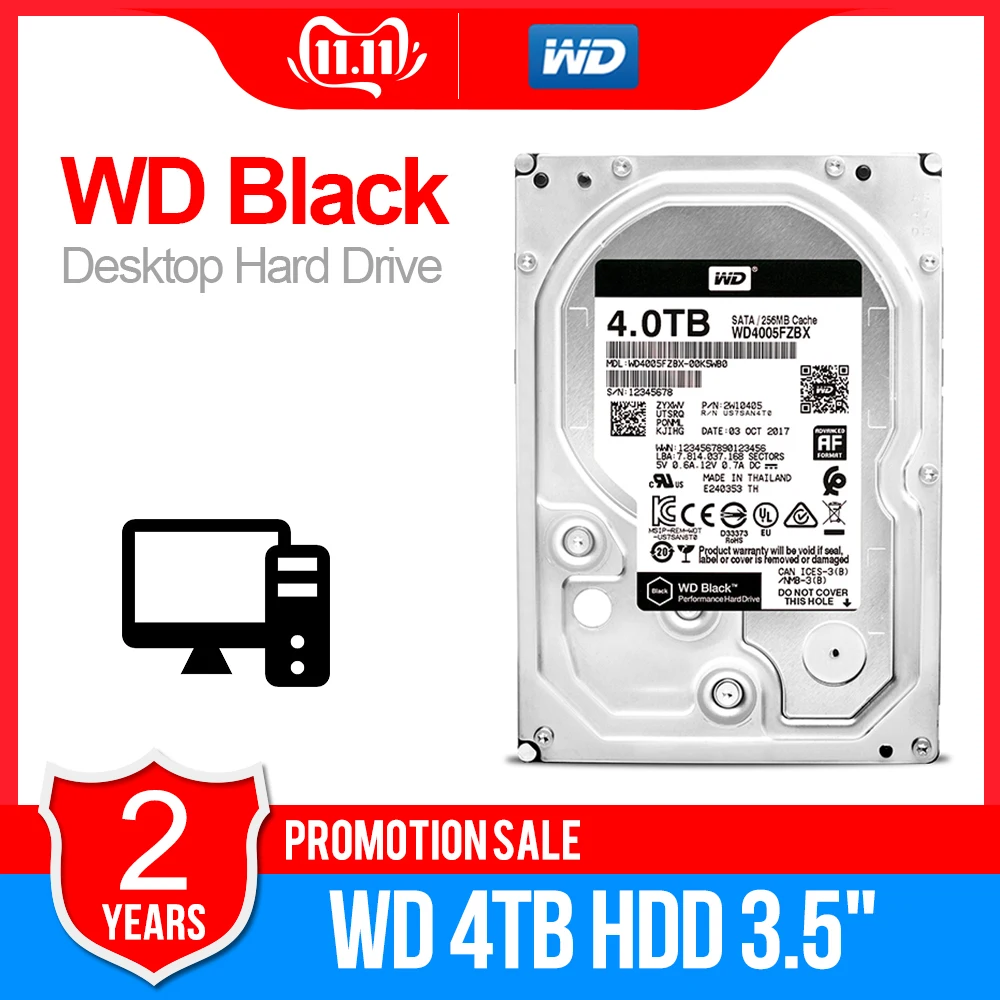 Western Digital-disco duro para ordenador de sobremesa, dispositivo de almacenamiento de 4TB 3,5 pulgadas, 7200RPM, Gb/s, caché de 256MB, WD4005FZBX - AliExpress
