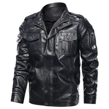 

Men's Classical Motor Motocycle Jacket 2021 Winter Fleece Thick Men Leather Jacket Autumn Zipper Jacket Male Biker Coat Size