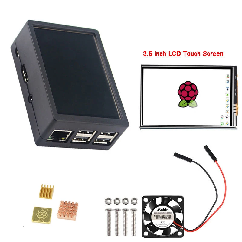 Aokin Raspberry Pi 3 Model B+ 3,5 дюймовый сенсорный ЖК-дисплей+ ABS чехол+ 16 Гб sd-карта+ 3A адаптер питания+ радиаторы+ HDMI для RPI 3