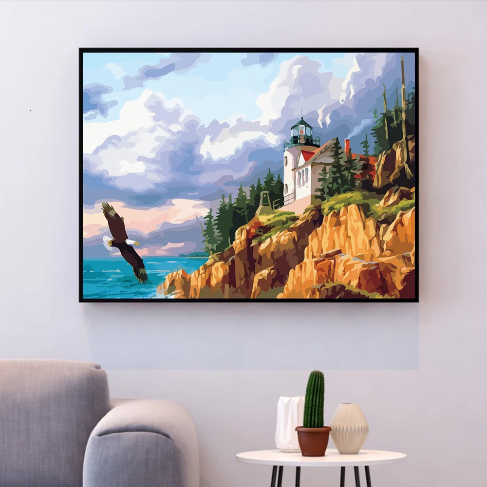 HUACAN картина по номерам пейзаж акриловый рисунок Холст Картина маслом украшение дома искусство уникальный подарок