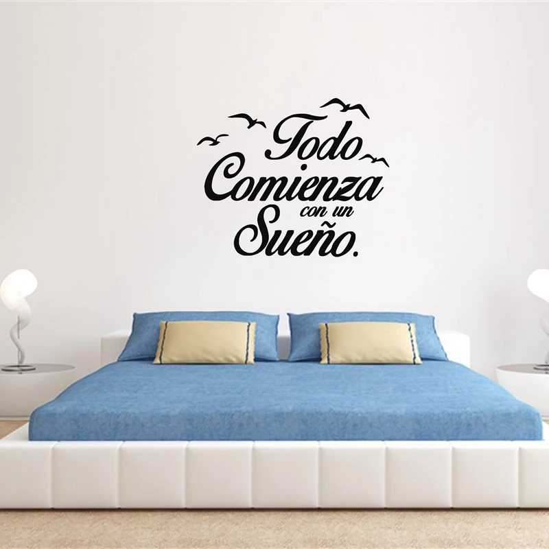 Spanish Wall Decal Vinyl Stickers Motivation Quote Kids Bedroom Art Decoration 