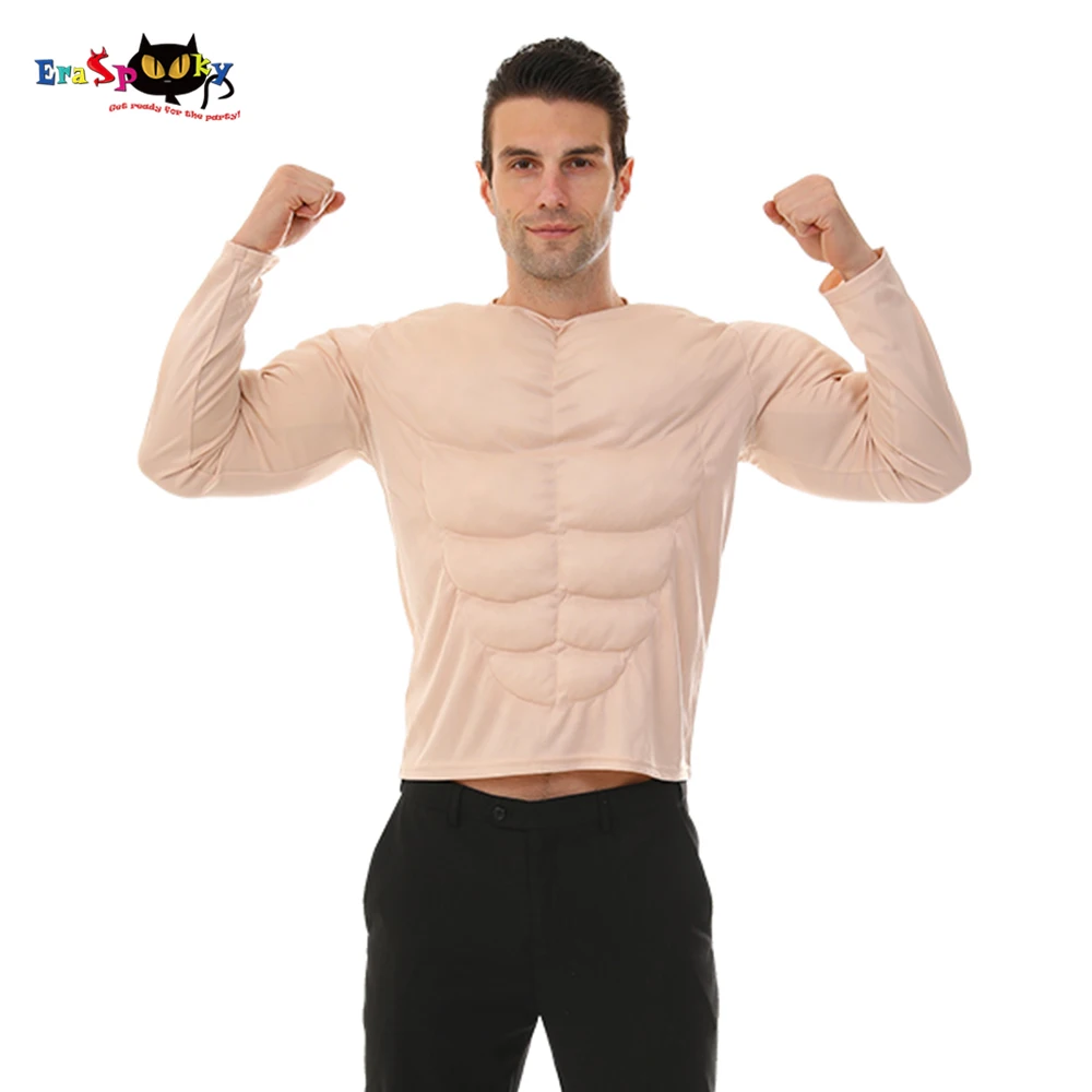 Eraspooky Funny Muscle Man Cosplay Men's Muscle Suit Tunic Halloween Costume For Adult Novelty Christmas Party Fancy Dress