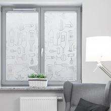 Стеклянная пленка для вина с рисунком, статическая пленка, матовая, УФ-защита, уменьшение бликов, многоразовая, съемная, контроль тепла, украшение дома