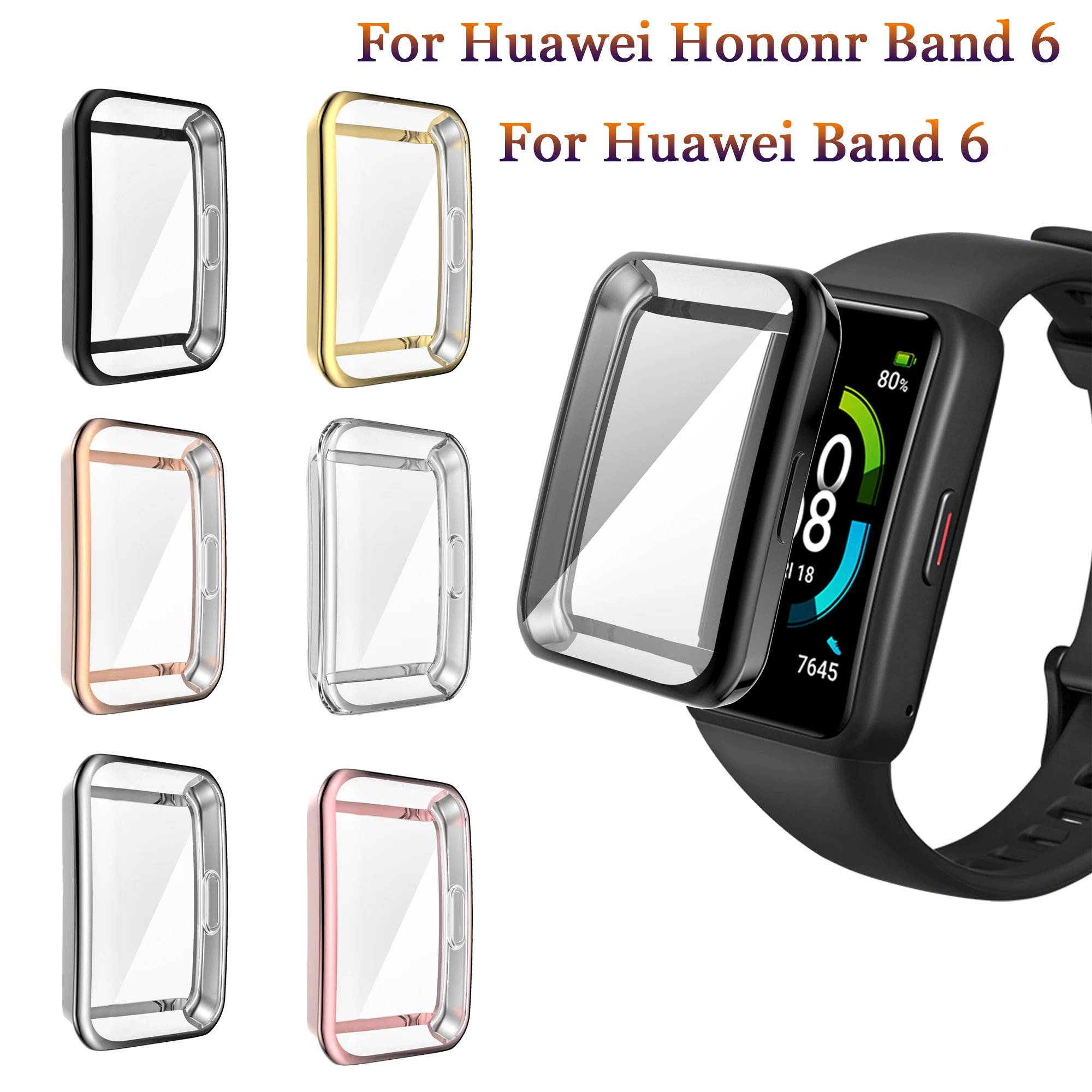 

Чехол для часов Huawei Band 6, Мягкий защитный чехол из ТПУ для Huawei Honor Band 6, защитные чехлы на весь экран, рамка, бампер, оболочка