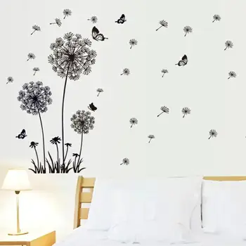 

Wall Sticker Black Dandelion Wall Sticker Creative PVC Dandelion Flower Plant Tree Large Removable Home Wall Decal