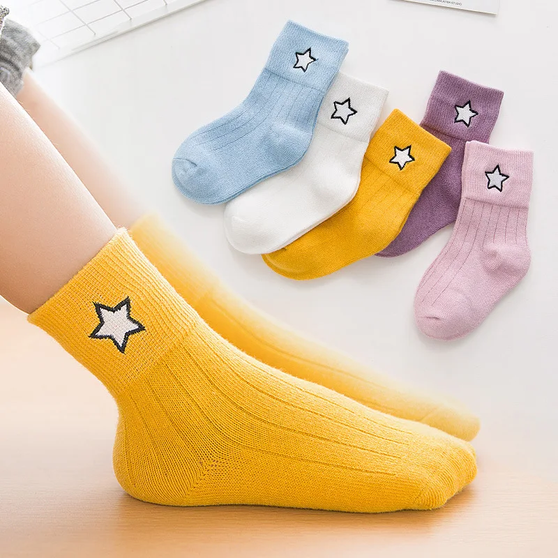 1 шт., новые носки жаккардовые спортивные детские носки из чистого хлопка с пятиугольником для мальчиков и девочек