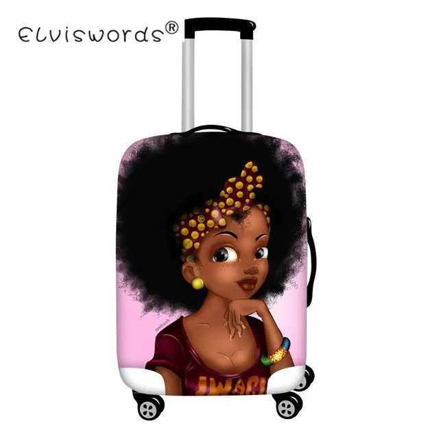 HMC1719 Чехол для багажа ELVISWORDS Afro Girl, водонепроницаемый чехол для путешествий, чехол для костюма, багажные бирки, портативный Эластичный Защитный чехол для костюма - Цвет: HMC1719