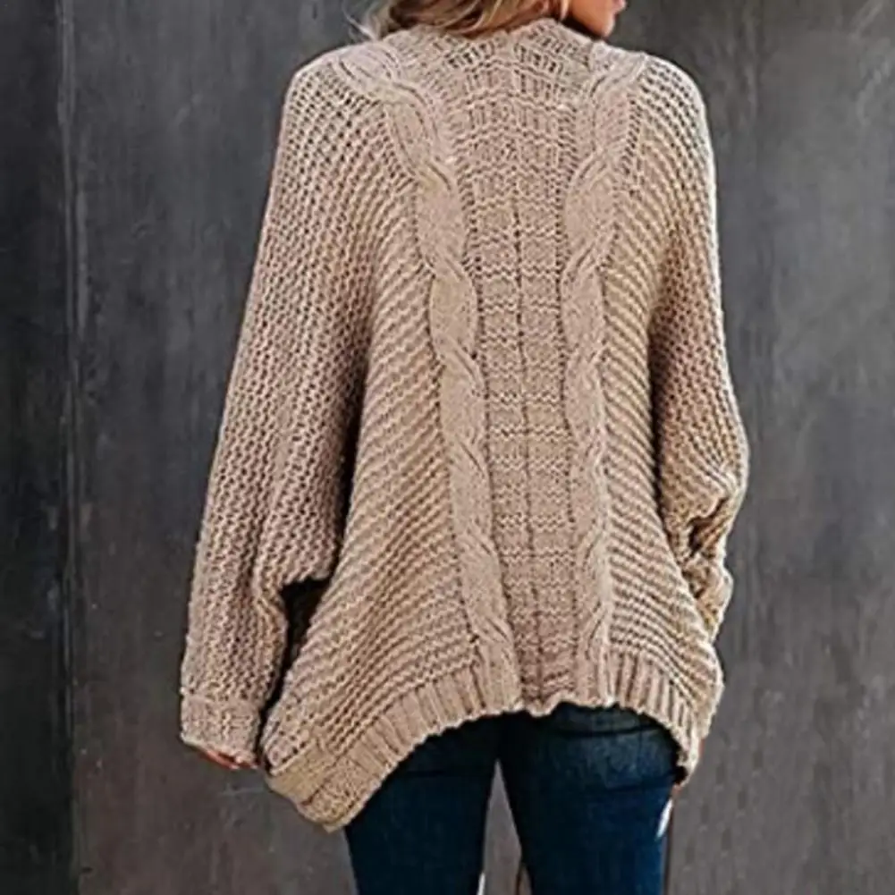 2021 Sweater Women Winter Long Sleeve Open Front Pockets Warm Cardigan Twist Knitted Casual Coat Outwear Women's Clothing 2