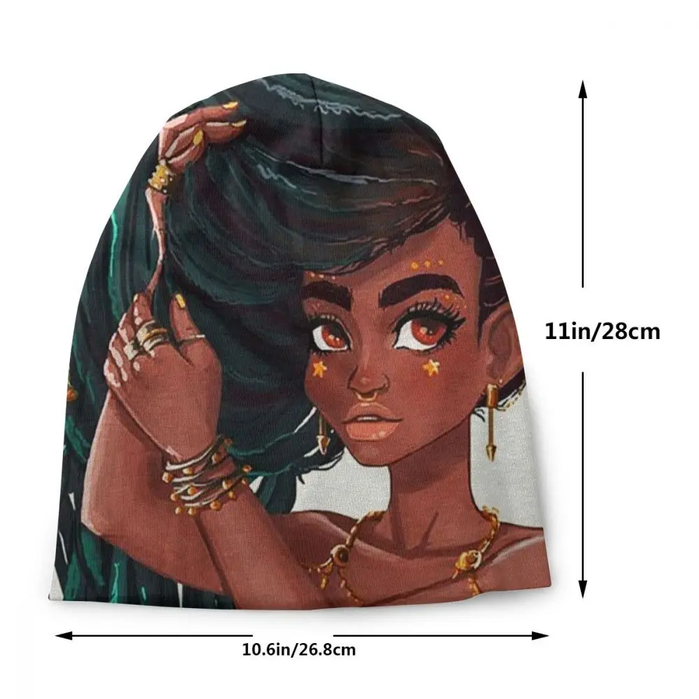 Queen In Melanin Poppin, унисекс, для взрослых, Повседневная шапка, зимняя, теплая, вязанная, лыжная, с рукавом, Skully, шапочки, шапка