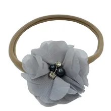 A132 Европейская и американская детская лента для волос, нейлоновое эластичное кольцо для волос, вышитое бисером, Цветочная повязка на голову, Детские аксессуары для волос