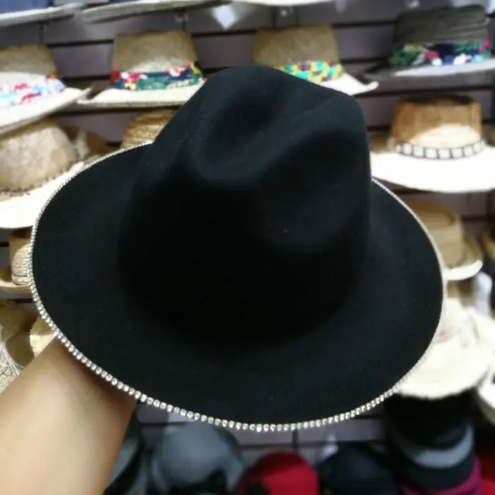 01911-baoliu-chain Good quality wool lady fedoras cap women panama jazz hat