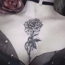 

Waterproof Temporary Tattoo Sticker Black Rose Spider Web Design Body Art Fake Tattoo Flash Tattoo Chest Female Male