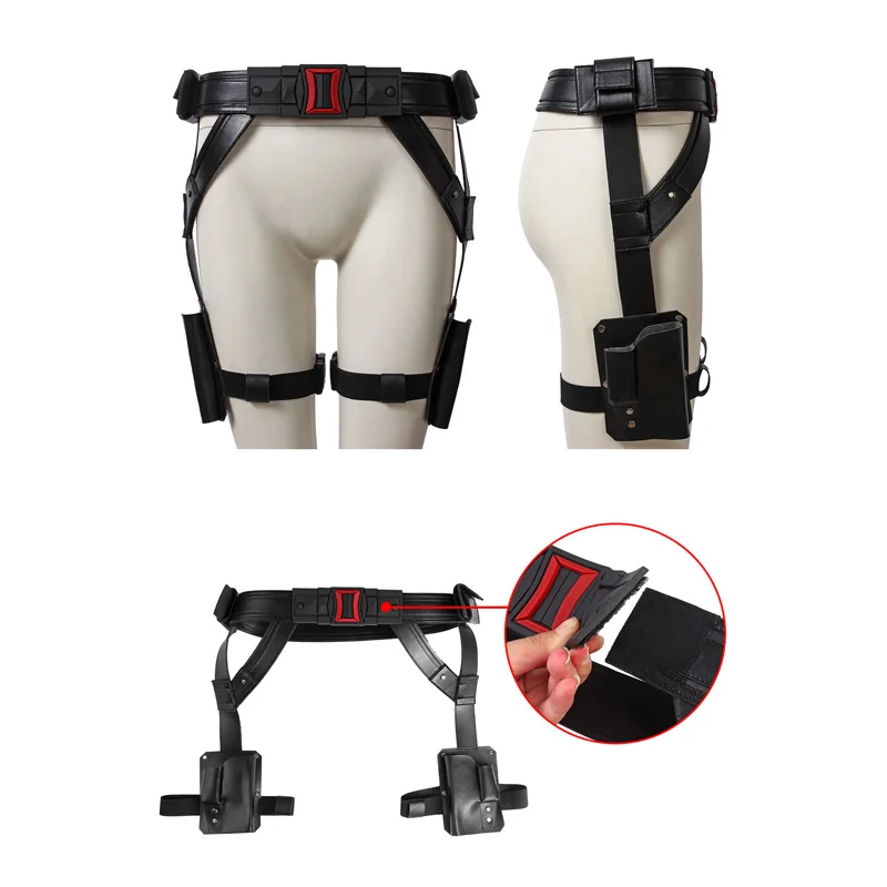 Belt with Holster Костюм Наташи ромаофф для косплея из фильма «черная вдова», кожаный комбинезон, черный женский костюм на Хэллоуин, карнавальный наряд на заказ - Цвет: Belt with Holster
